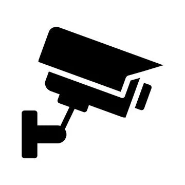Black Silhouette of CCTV Security Camera on a White Background Image Stock Illustration