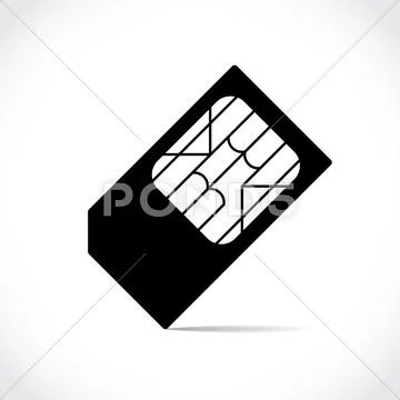 Black silhouette of cell phone sim card Stock Illustration