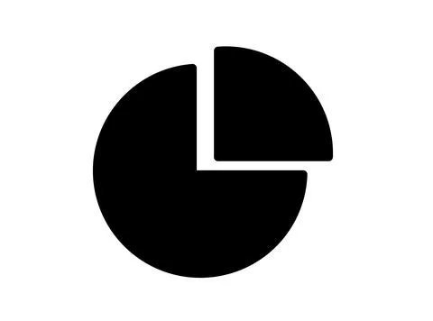 Black Silhouette of Circle Pie Chart with Section Cut Out for Presentation Illustrazione stock