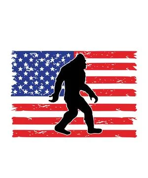 A black silhouette of a creature walks in front of a horizontal distressed fl Stock Illustration