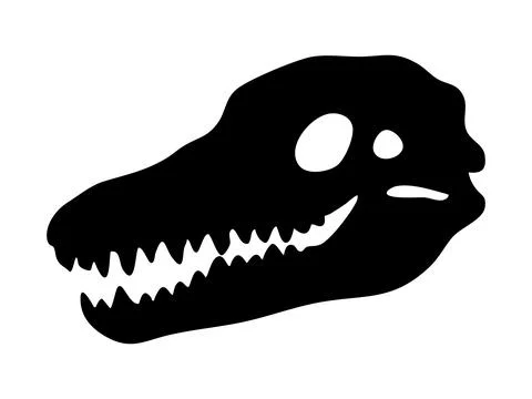 Black silhouette of crocodile skull with sharp teeth and elongated snout Stock Illustration