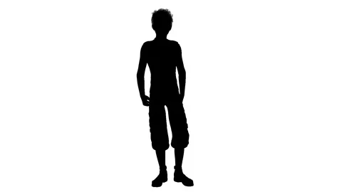 Black silhouette of a dancing boy. Alpha channel. Alpha matte. FullHD. Stock Footage 95789078