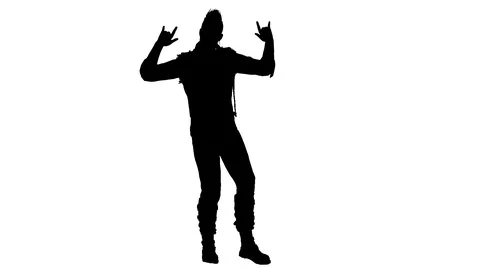 Black silhouette of a dancing punk. Alpha channel. Alpha matte. FullHD. Stock Footage 95748166