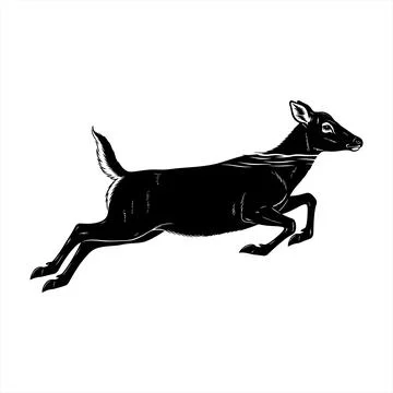 Black silhouette of a deer running vector Stock Illustration