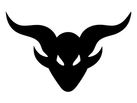 Black silhouette of a devil face isolated on a white background. Demon head.. Stock Illustration