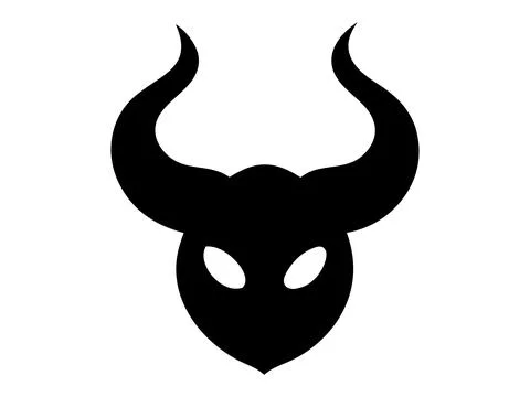 Black silhouette of a devil face isolated on a white background. Demon head.. Stock Illustration