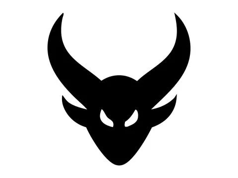 Black silhouette of a devil face isolated on a white background. Demon head.. Stockillustratie