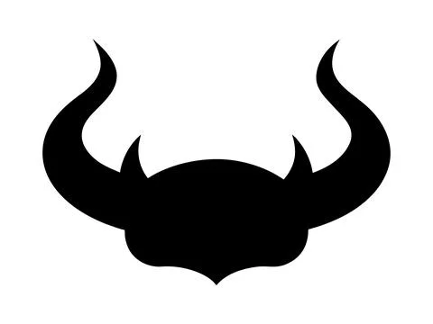 Black silhouette of devil horns with a curved shape design. Demon Horns. Co.. Stock Illustration