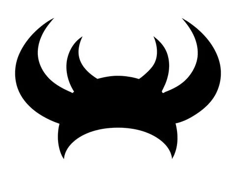 Black silhouette of devil horns with a curved shape design. Demon Horns. Co.. Stock Illustration