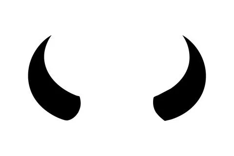 Black silhouette of devil horns with a curved shape design. Demon Horns. Ha.. Stock Illustration