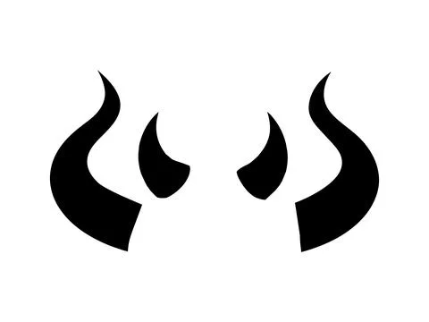 Black silhouette of devil horns with a curved shape design. Demon Horns. Ha.. Stock Illustration