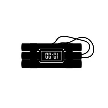 Black silhouette of dinamite with timer. Terrorist explosive. Weapon icon Stock Illustration