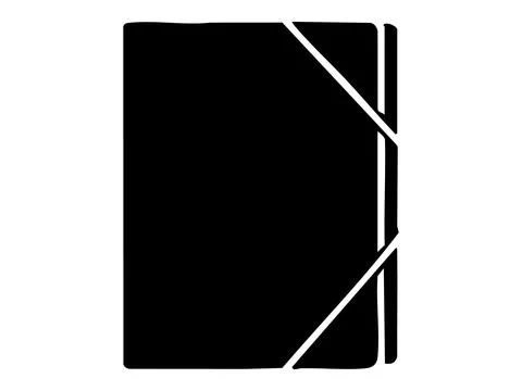 Black silhouette of a document folder with elastic bands, isolated on white Stock Illustration