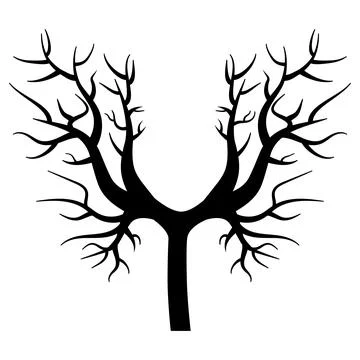 Black silhouette of dry tree without leaves isolated on white. Design element Stock Illustration