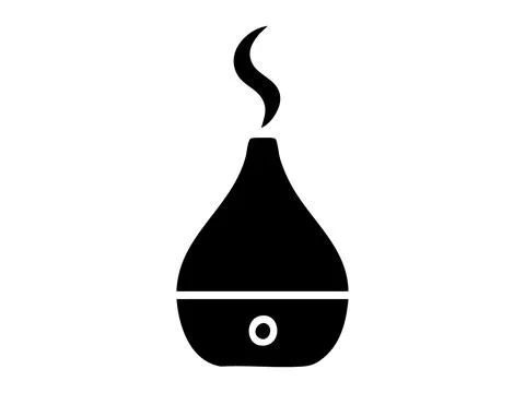 Black silhouette of essential oil diffuser emitting vapor, isolated on white Stock Illustration