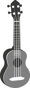 Black silhouette of a flat classical guitar. A vector image. Stock Illustration
