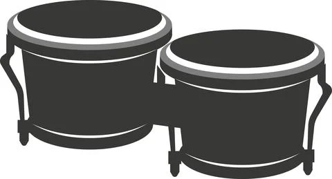 Black silhouette of a flat double drum. A vector image. Illustrazione stock