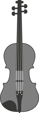 Black silhouette of a flat violin. A vector image. Stock Illustration