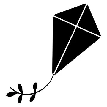 Black silhouette of flying kite, vector of carefree flying kite イラスト素材