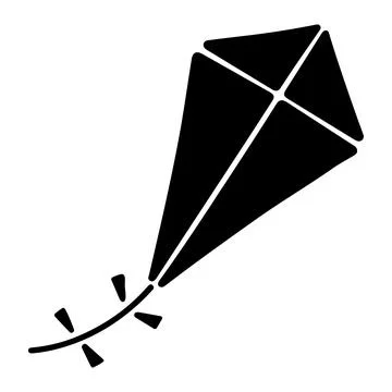 Black silhouette of flying kite, vector of carefree flying kite Stock-Illustration