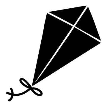 Black silhouette of flying kite, vector of carefree flying kite Stock-Illustration