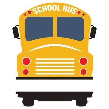 A black silhouette of the front of a bus is split by a horizontal blank space Stock Illustration