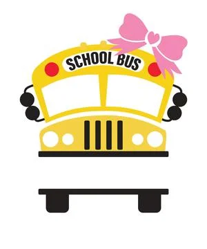 A black silhouette front view of a bus includes a large decorative bow on the Stock Illustration