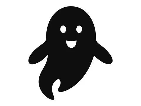 Black silhouette of a ghost isolated on white background. Concept of spooky.. Stock Illustration
