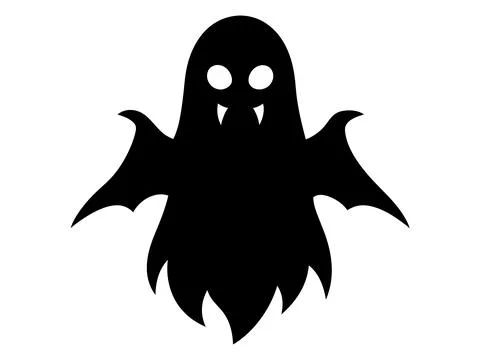 Black silhouette of ghost isolated on white background. Concept of spooky spi Stock Illustration
