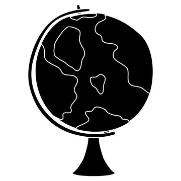 Black silhouette of globe on stand, glyph icon flat vector Stock Illustration