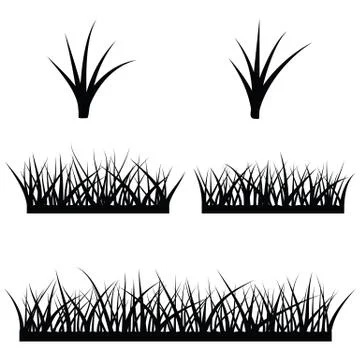 Black  silhouette of grass Illustrazione stock