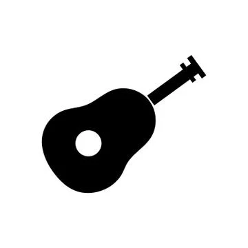 Black silhouette of guitar. Simple icon. Holiday decorative element. Vector. Stock Illustration