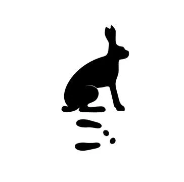Black silhouette hare rabbit wild animal zoo vector Illustrazione stock