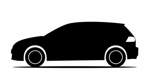 Black silhouette of a hatchback car on a white background Stock Illustration