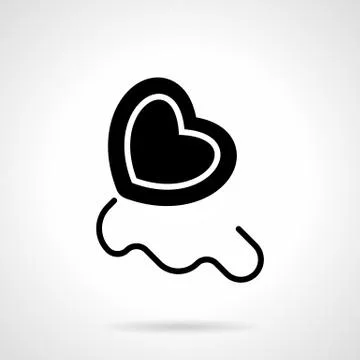 Black silhouette heart balloon vector icon Stock Illustration