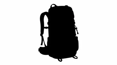 Black Silhouette of a Hiking Backpack イラスト素材