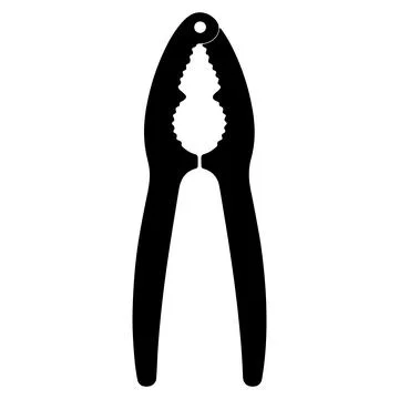 Black silhouette illustration of a classic nutcracker tool isolated on whit.. Stock Illustration