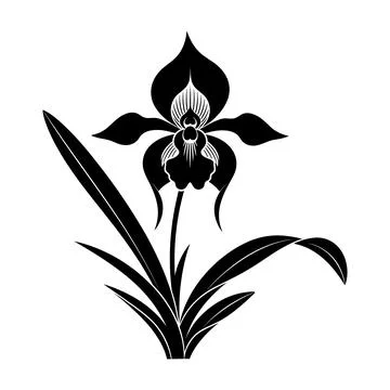 Black silhouette of an iris flower vector Stock Illustration