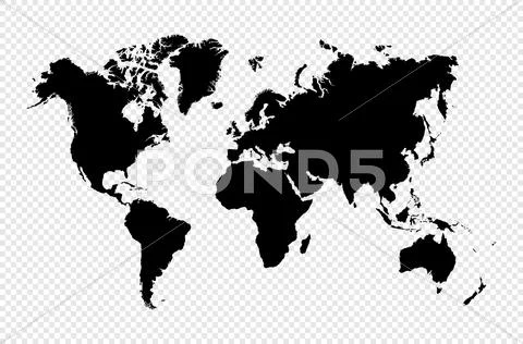 Black silhouette isolated world map Stock Illustrationen
