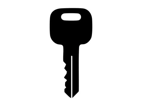 Black silhouette of key, isolated on white background. concept of security Stock Illustration