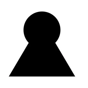 Black silhouette of a keyhole shape with a triangular base and circular top Stock Illustration