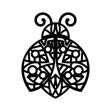 Black silhouette of ladybug. Isolated template for cricut. Ladybird pattern Stock Illustration