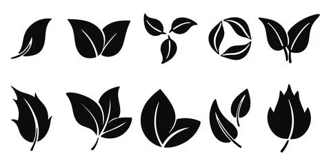 Black silhouette leaves set Vector graphics Stock Illustration
