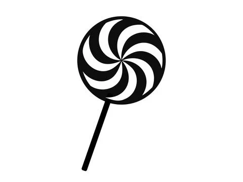 Black silhouette of a lollipop with a swirled pattern. Isolated on white back Stock Illustration
