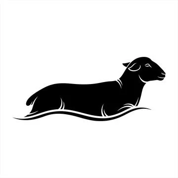 Black silhouette of a lying down sheep vector Stock Illustration