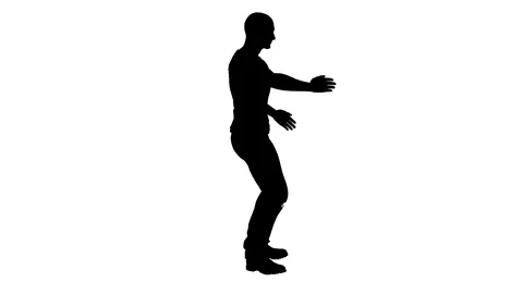 Black silhouette of a man dancing robot. Alpha channel. Alpha matte. FullHD. Stock Footage 95748388