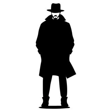 Black silhouette of a man in a hat. Stock Illustration