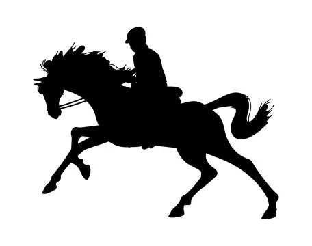 Black silhouette of man on horseback flat style, vector illustration Stock Illustration