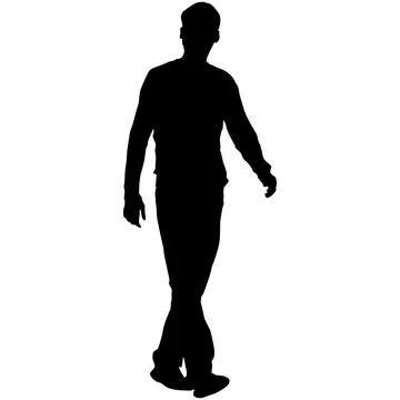 Black silhouette of man standing front view on white background Stock Illustration