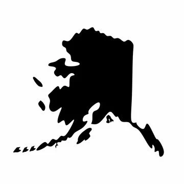 Black Silhouette Map of Alaska State Vector Illustration, Isolated Geographical  Stock Illustration